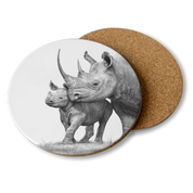 African Black Rhinos Wooden Coaster - BR4