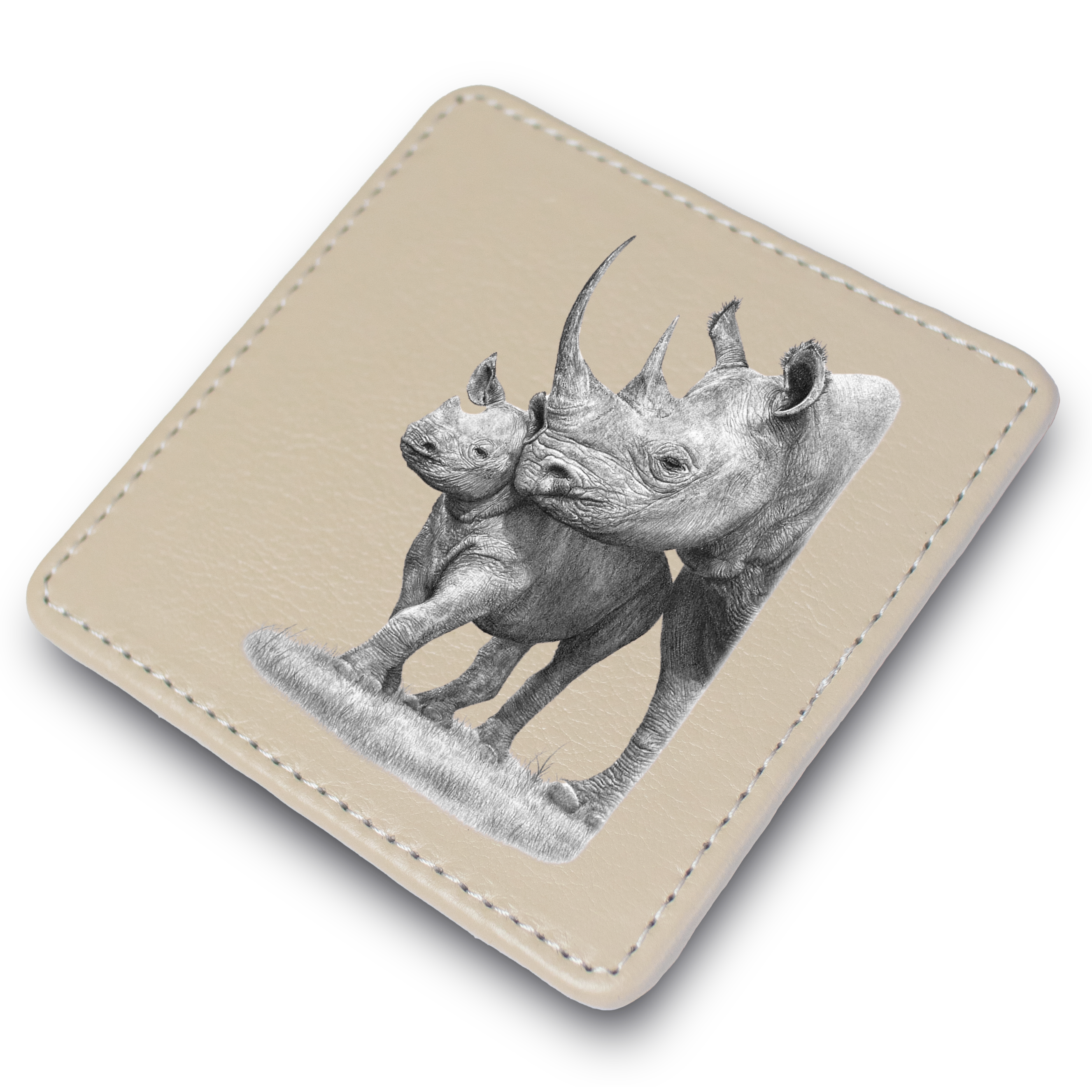 Black Rhino Leather Coaster