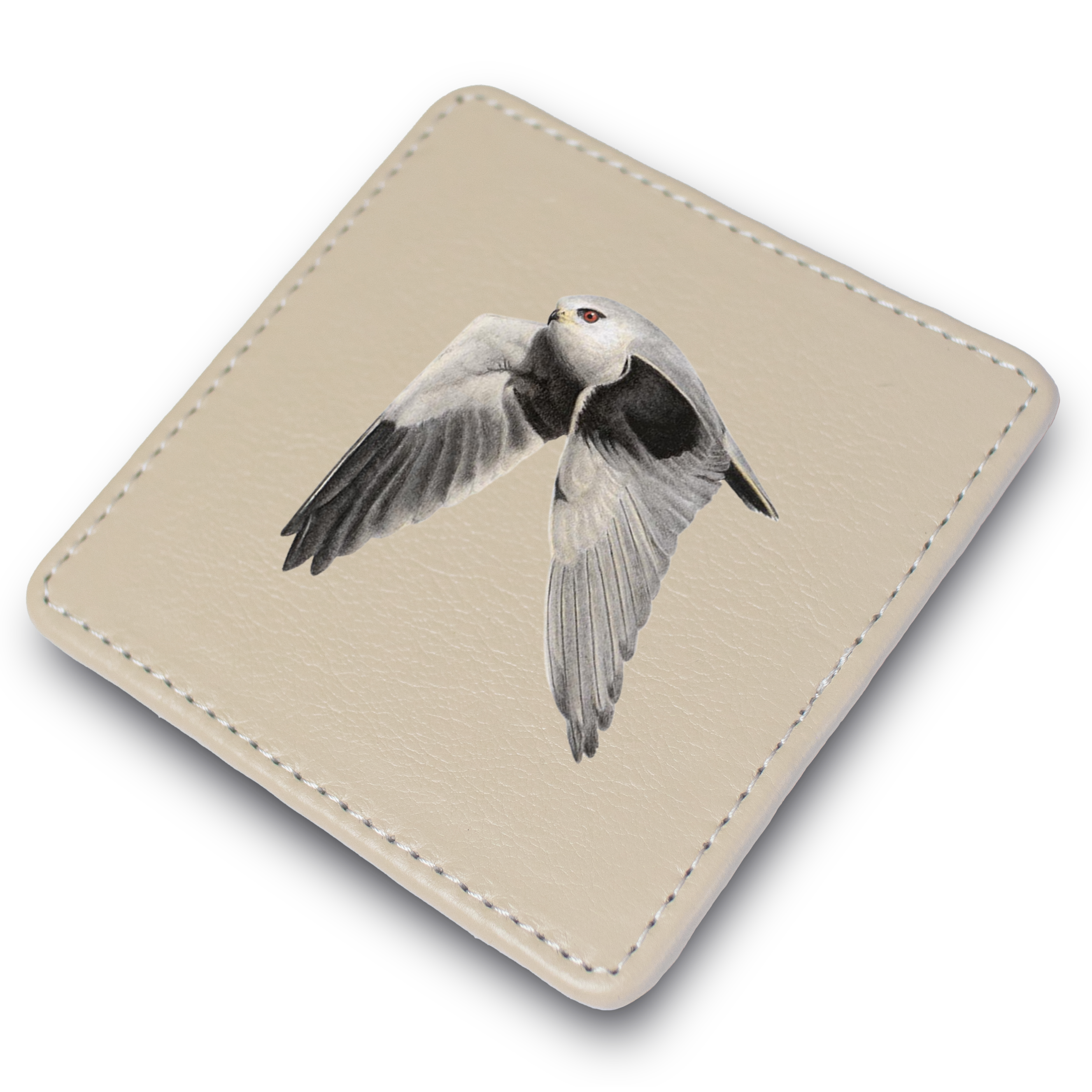 Black Shouldered Kite Leather Coaster
