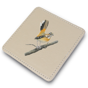 Bearded Scrub Robin Leather Coaster