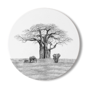 Baobab Tree and Elephants Wooden Coaster - BT1