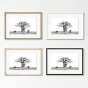 African Baobab Tree and Elephants - BT1