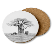Baobab Tree and Elephants Wooden Coaster - BT1