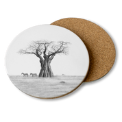 Baobab Tree and Zebras Wooden Coaster - BT2