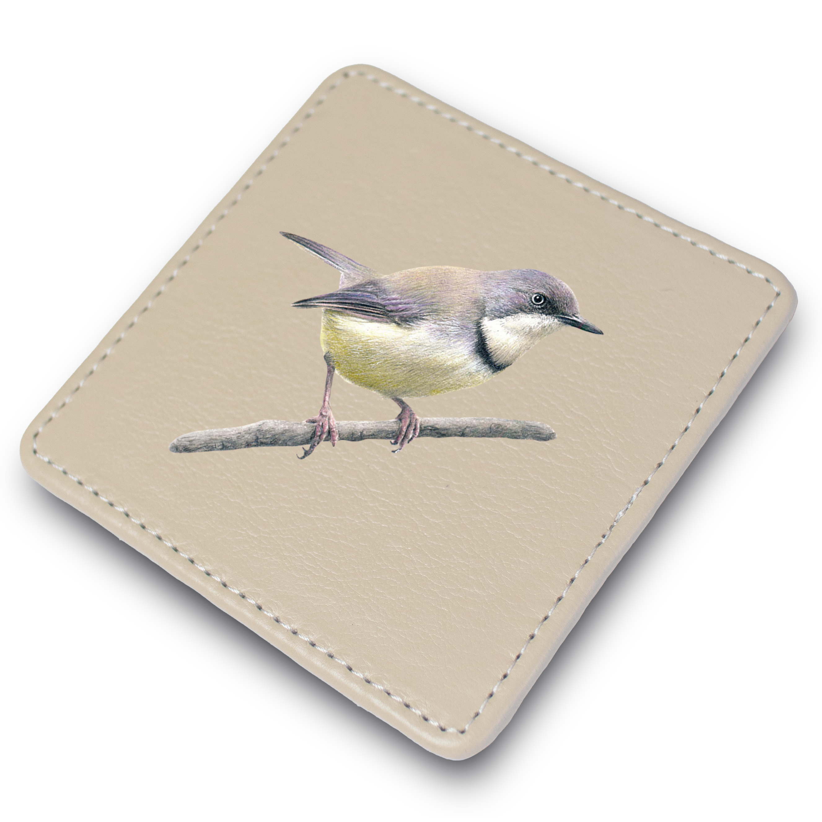 Bar Throated Apalis Leather Coaster