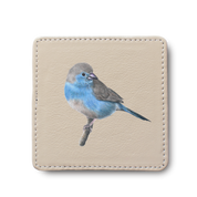 Blue Waxbill Bird leather coaster by South African wildlife artist Matthew Bell