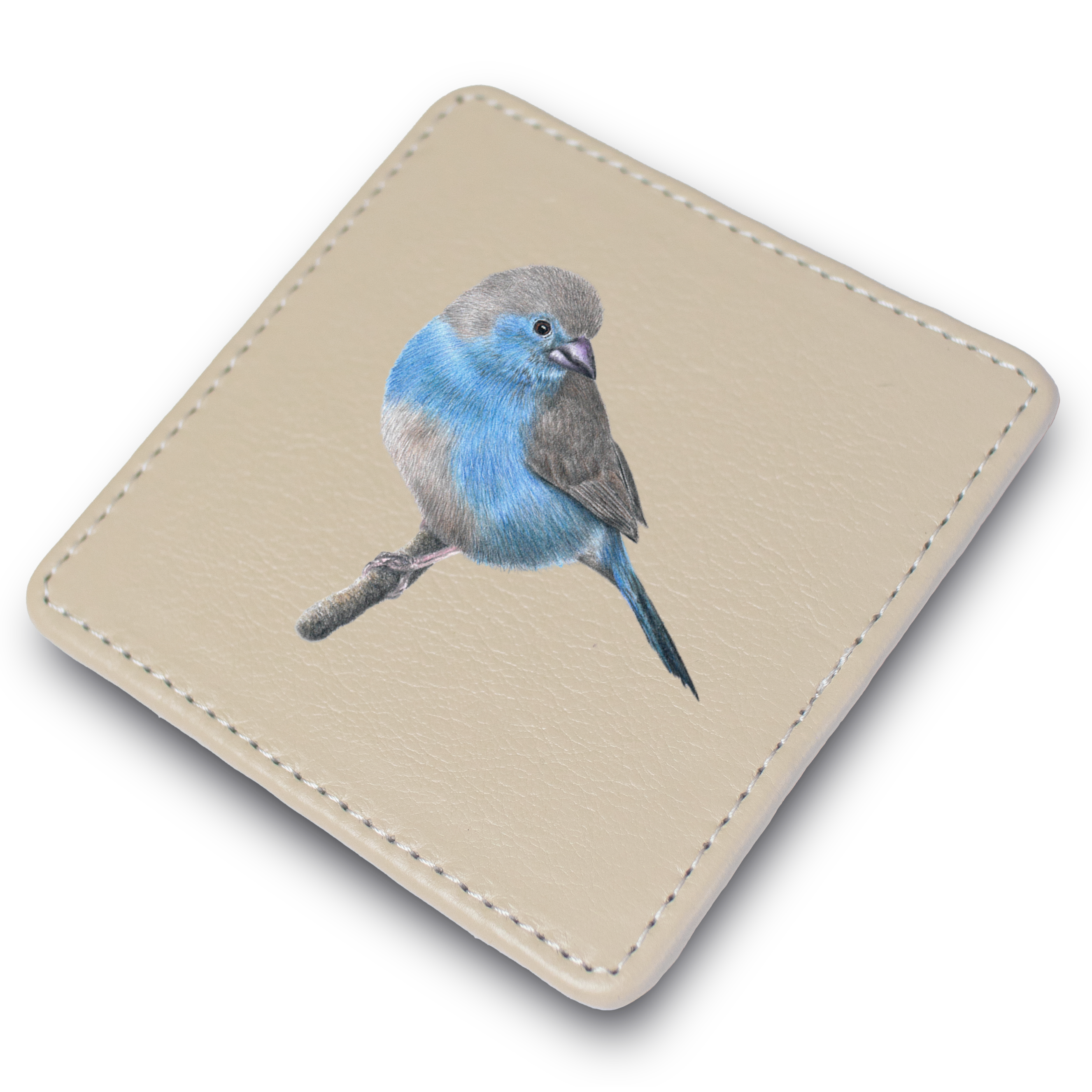 Blue Waxbill Leather Coaster