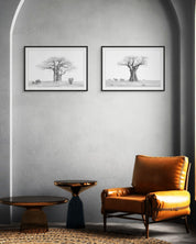 Black Rhino, Buffalo and Elephant pencil art drawing by South African wildlife artist Matthew Bell