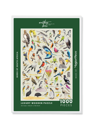 Luxury wooden puzzle of South Africa's birds by Matthew Bell, made by MasterPiece puzzles