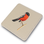 Crimson Breasted Shrike Leather Coaster