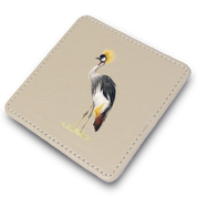 Crowned Crane Leather Coaster