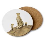 Cheetah With Cubs Wooden Coaster - CHT4