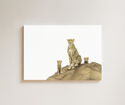 Cheetah with Cubs drawing on canvas by South African wildlife artist Matthew Bell