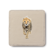 Cheetah leather coaster by South African wildlife artist Matthew Bell
