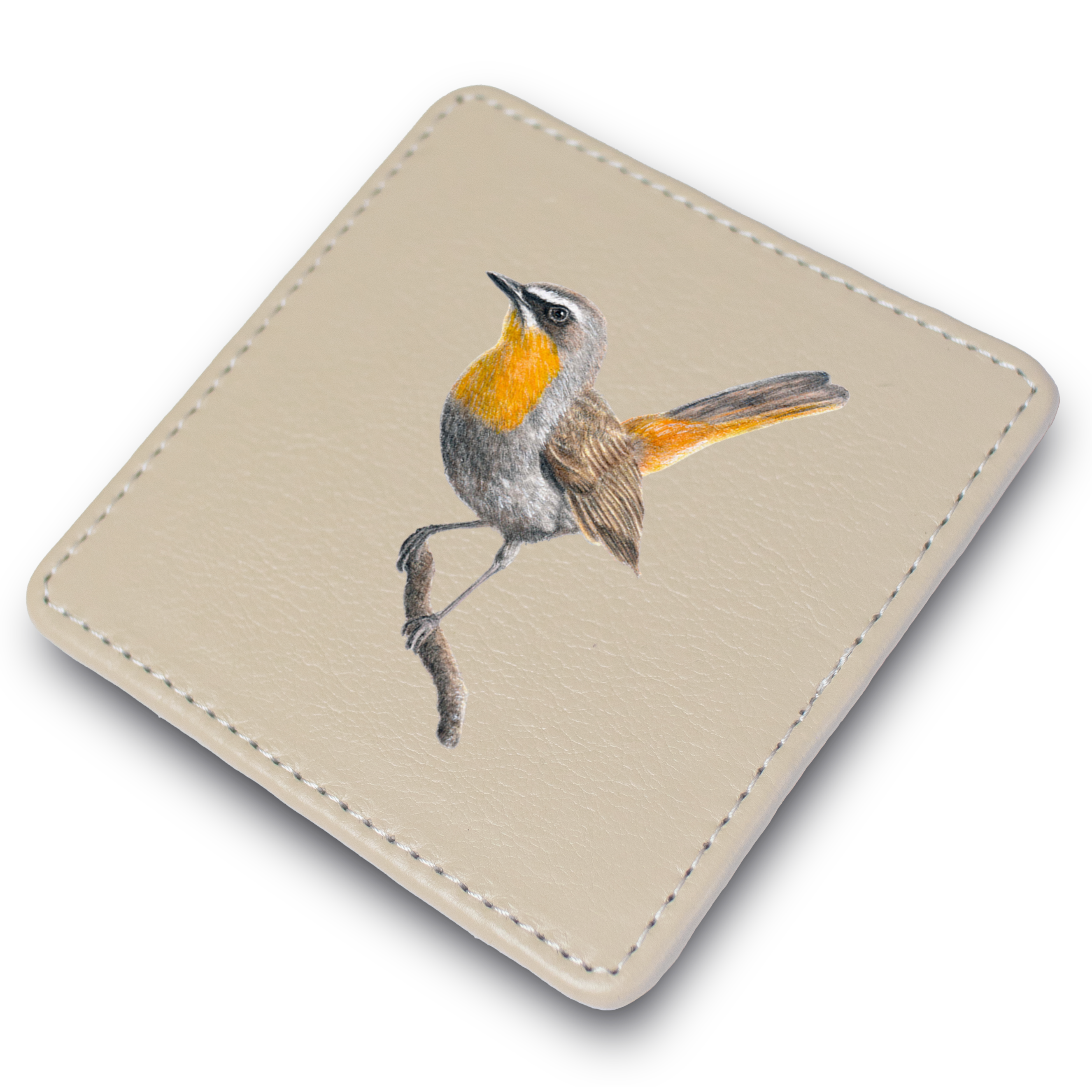 Cape Robin Chat Leather Coaster