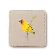Cape Weaver leather coaster by South African wildlife artist Matthew Bell