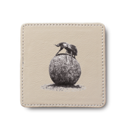 Dung Beetle leather coaster by South African wildlife artist Matthew Bell