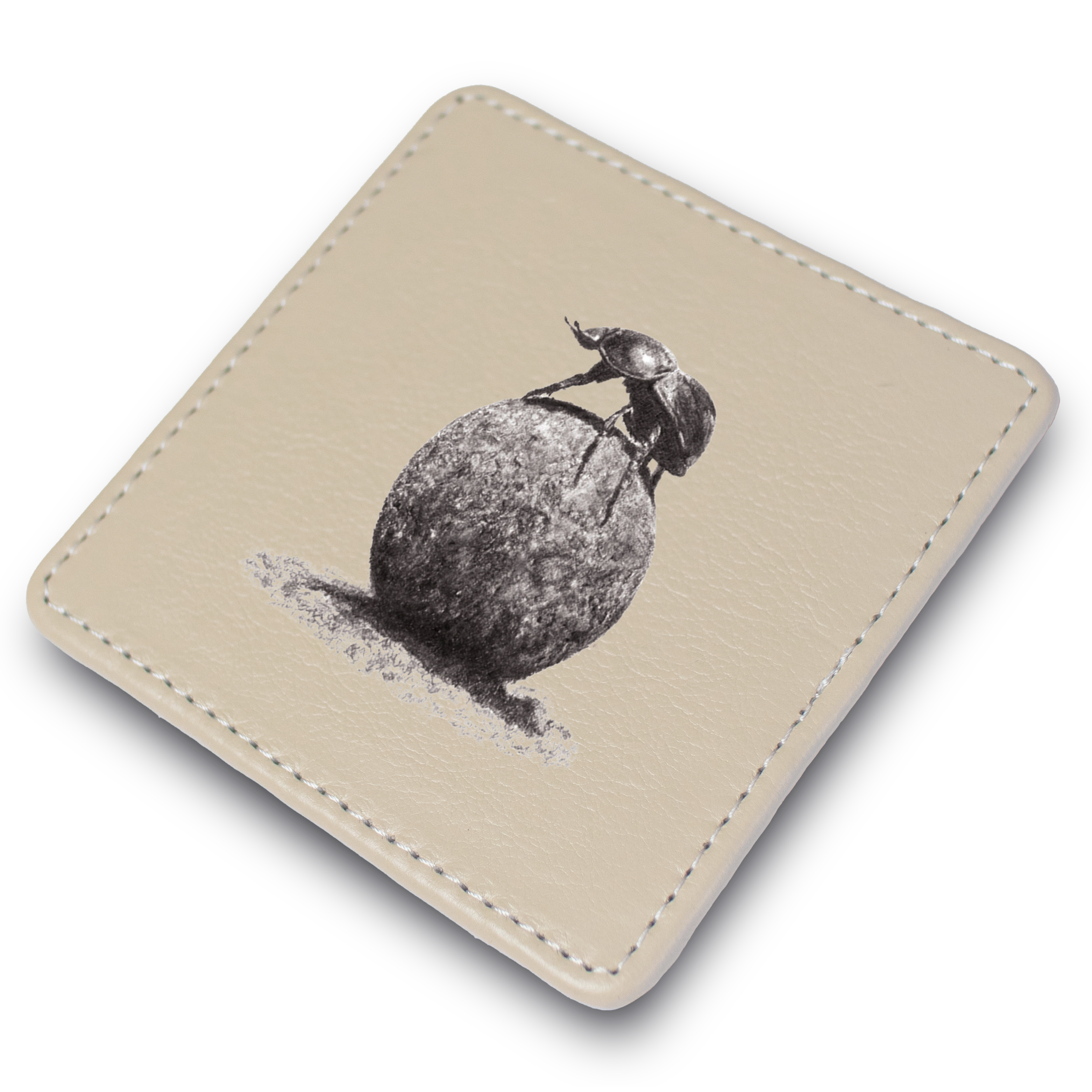 Dung Beetle Leather Coaster