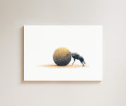 Dung Beetle drawing on canvas by South African wildlife artist Matthew Bell
