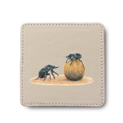 Dung Beetles animal leather coaster by South African wildlife artist Matthew Bell