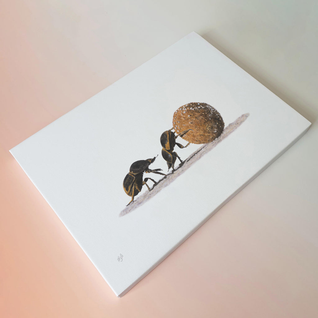 Dung Beetles on canvas wall art print