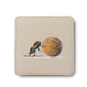 Dung Beetle leather coaster by South African wildlife artist Matthew Bell