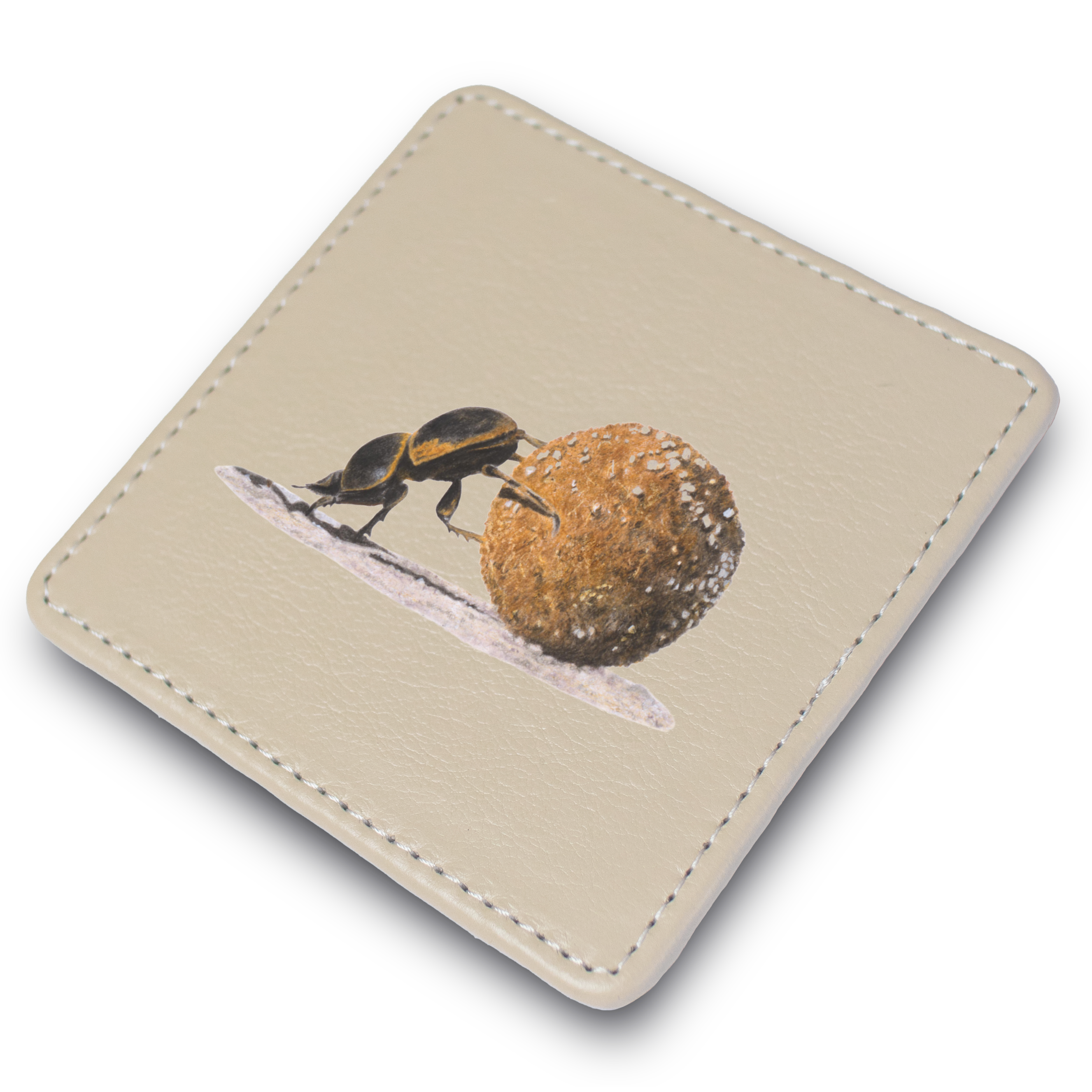 Dung Beetle Leather Coaster