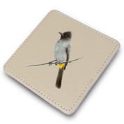 Dark Capped Bulbul Leather Coaster
