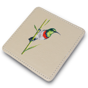 Double Collared Sunbird Leather Coaster