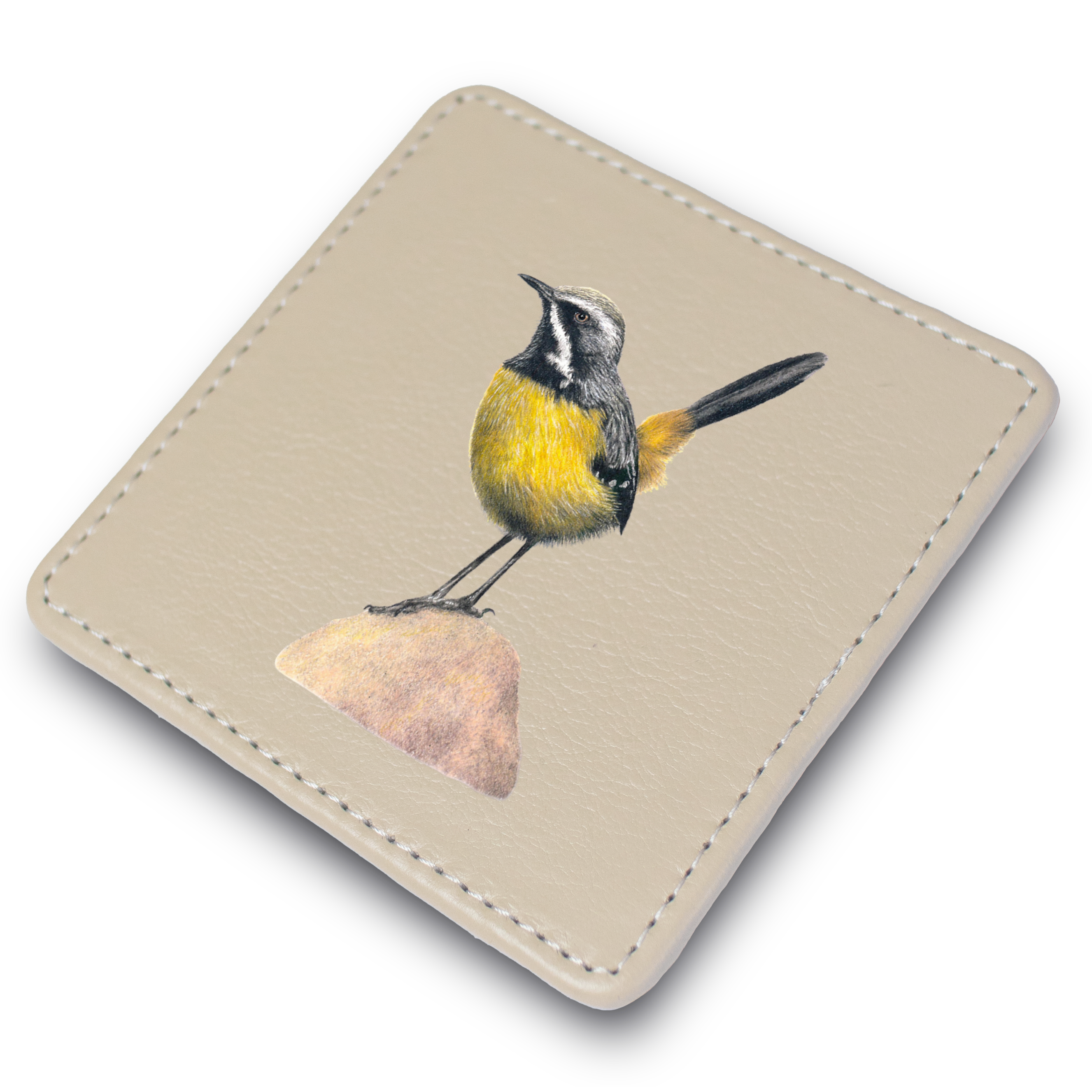 Drakensberg Rockjumper Leather Coaster