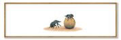 Framed dung beetle panorama print showcasing intricate South African wildlife art in a modern display frame.