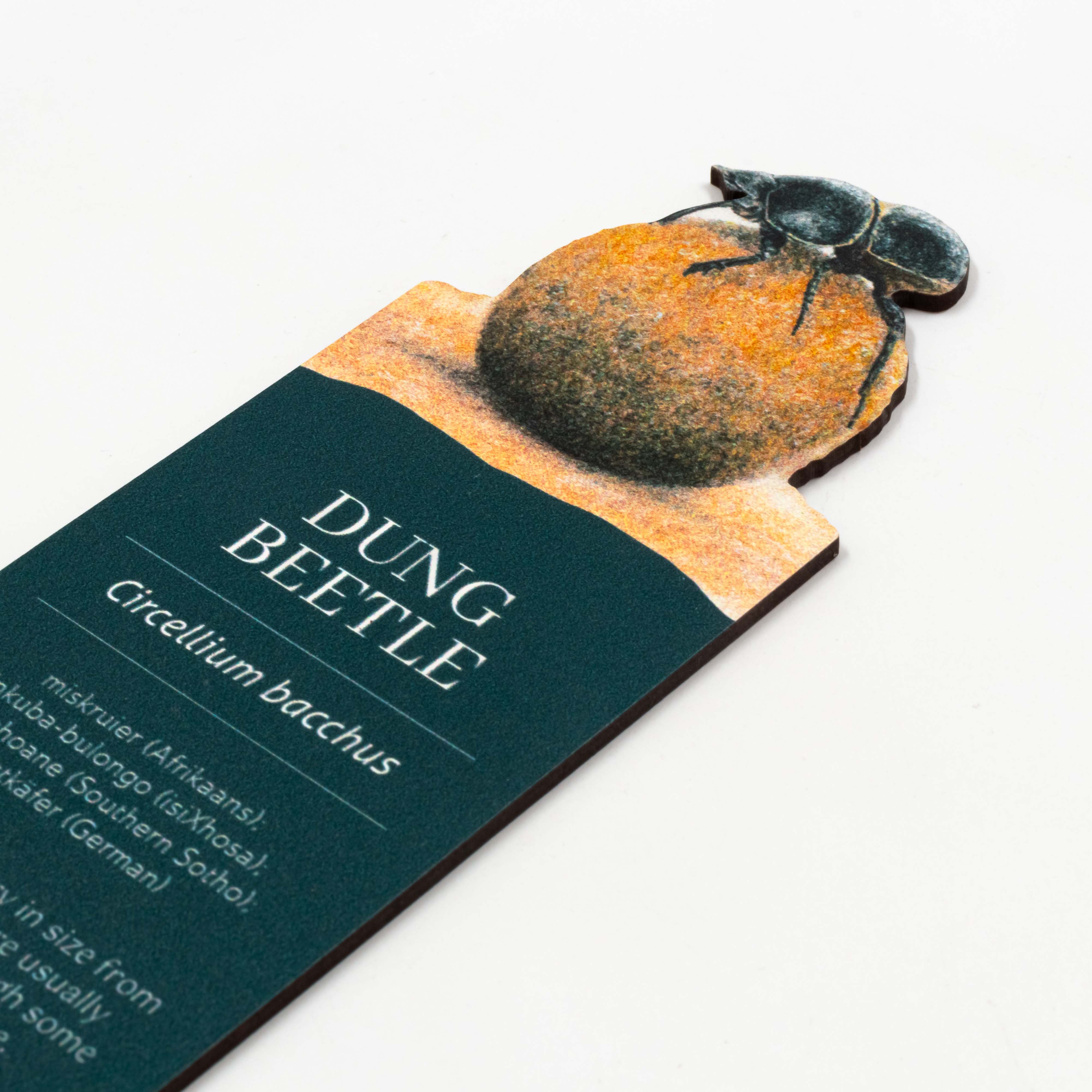 Dung Beetle Wooden Bookmark