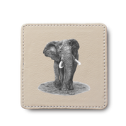 Elephant Bull animal leather coaster by South African wildlife artist Matthew Bell