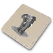 Elephant Bull Leather Coaster