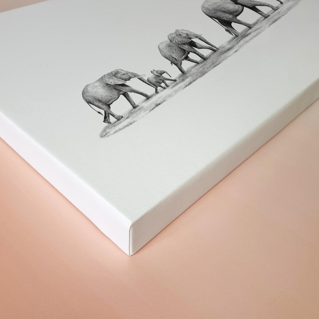 Family of African elephants wildlife art canvas print