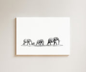 Elephant Family drawing on canvas by South African wildlife artist Matthew Bell 