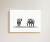 Elephant Pair drawing on canvas by South African wildlife artist Matthew Bell