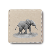 Elephant Baby animal leather coaster by South African wildlife artist Matthew Bell