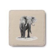 Elephant Bull animal leather coaster by South African wildlife artist Matthew Bell