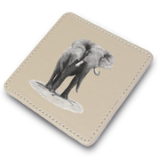 Elephant Bull Leather Coaster