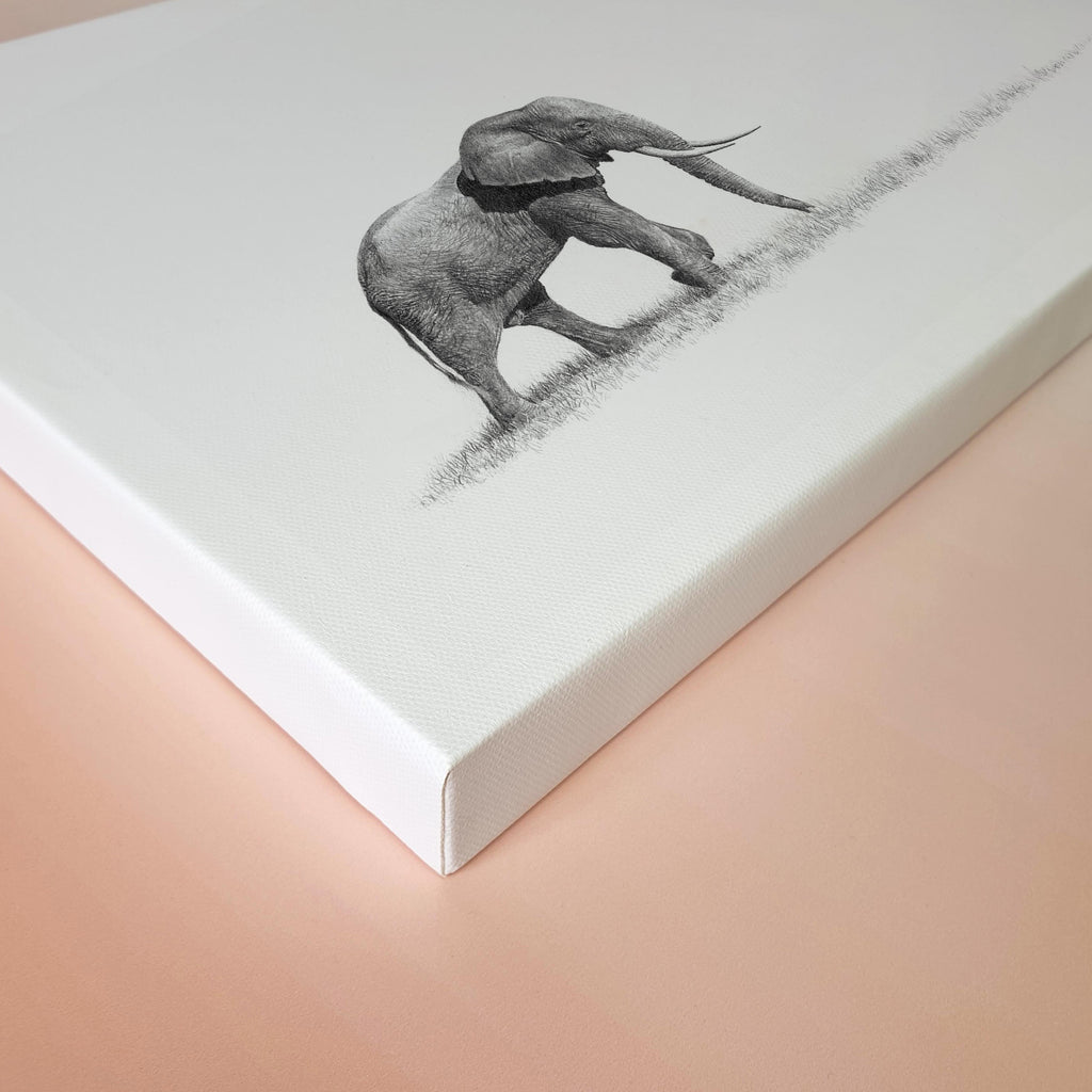 African Elephant bull on canvas wildlife art print