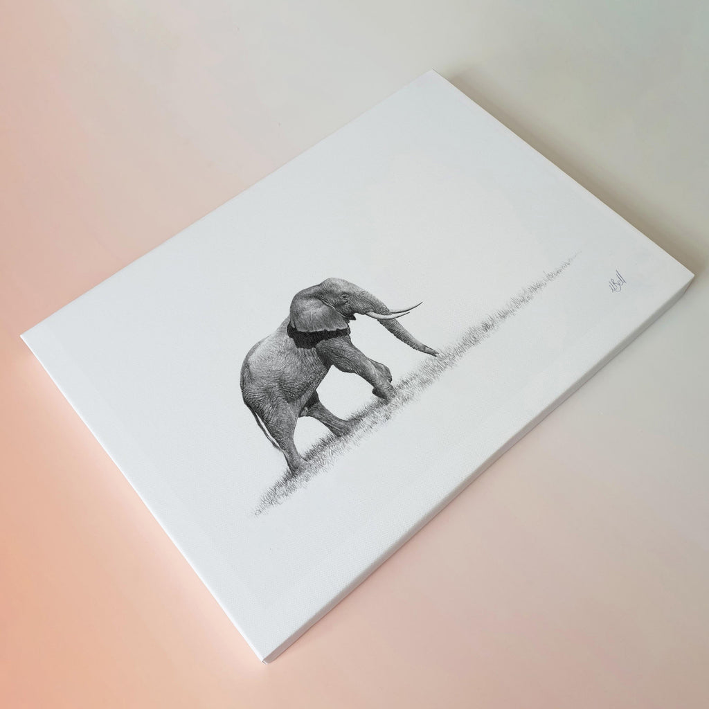 African Elephant bull on canvas wildlife art print