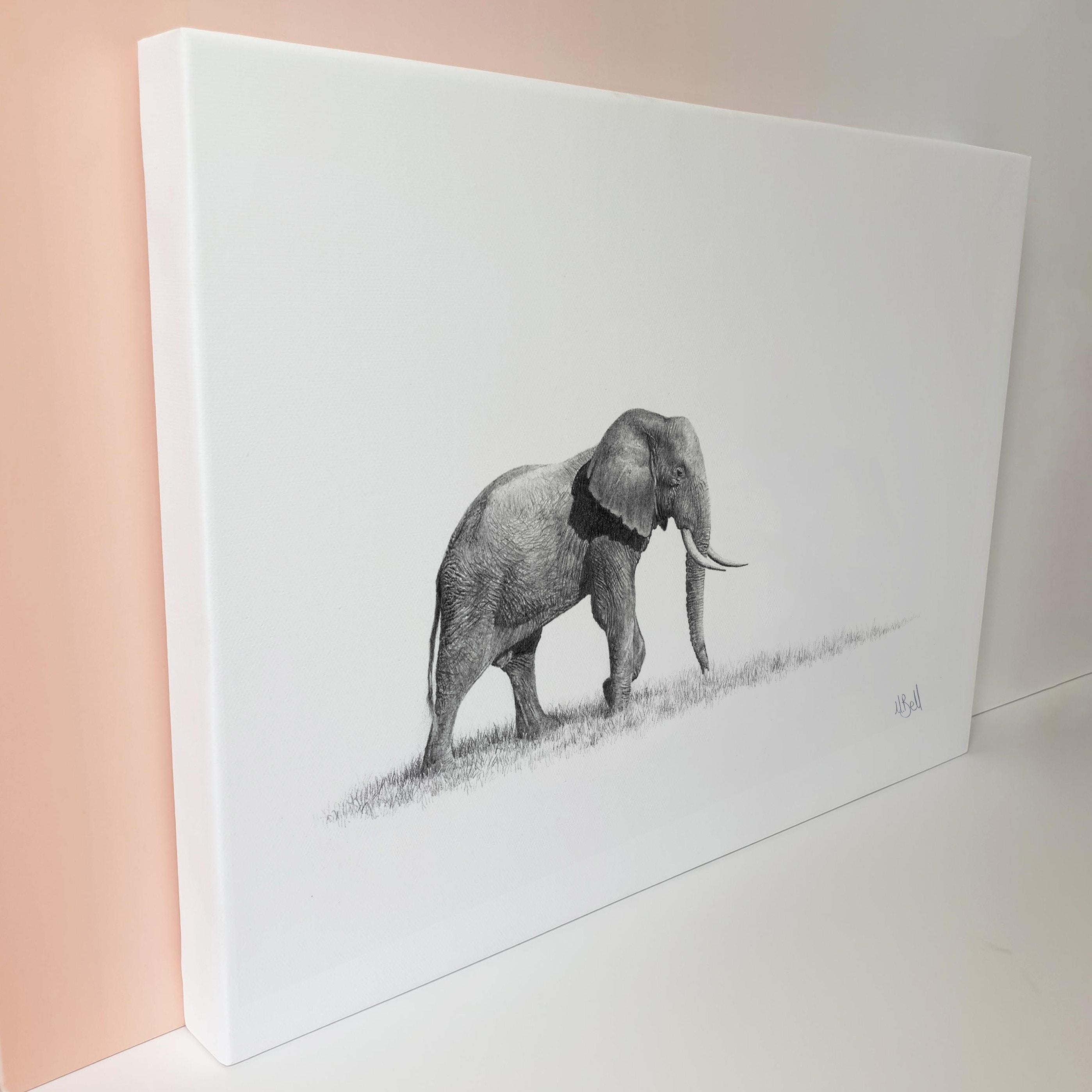 African Elephant bull on canvas wildlife art print