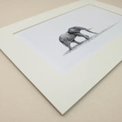 Alone African Elephant Bull small miniature drawing by Matthew Bell