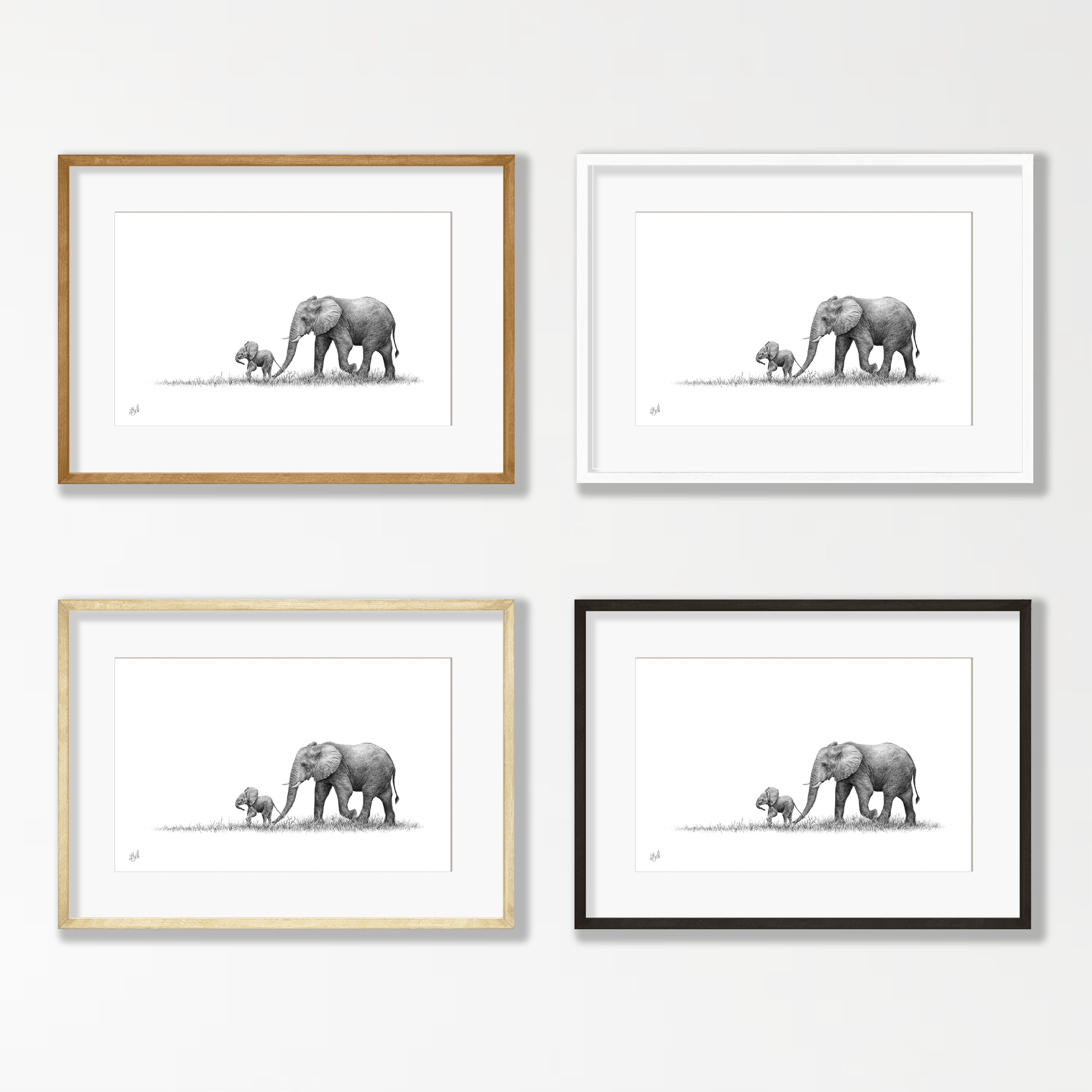 Elephant Mother and Calf - E12