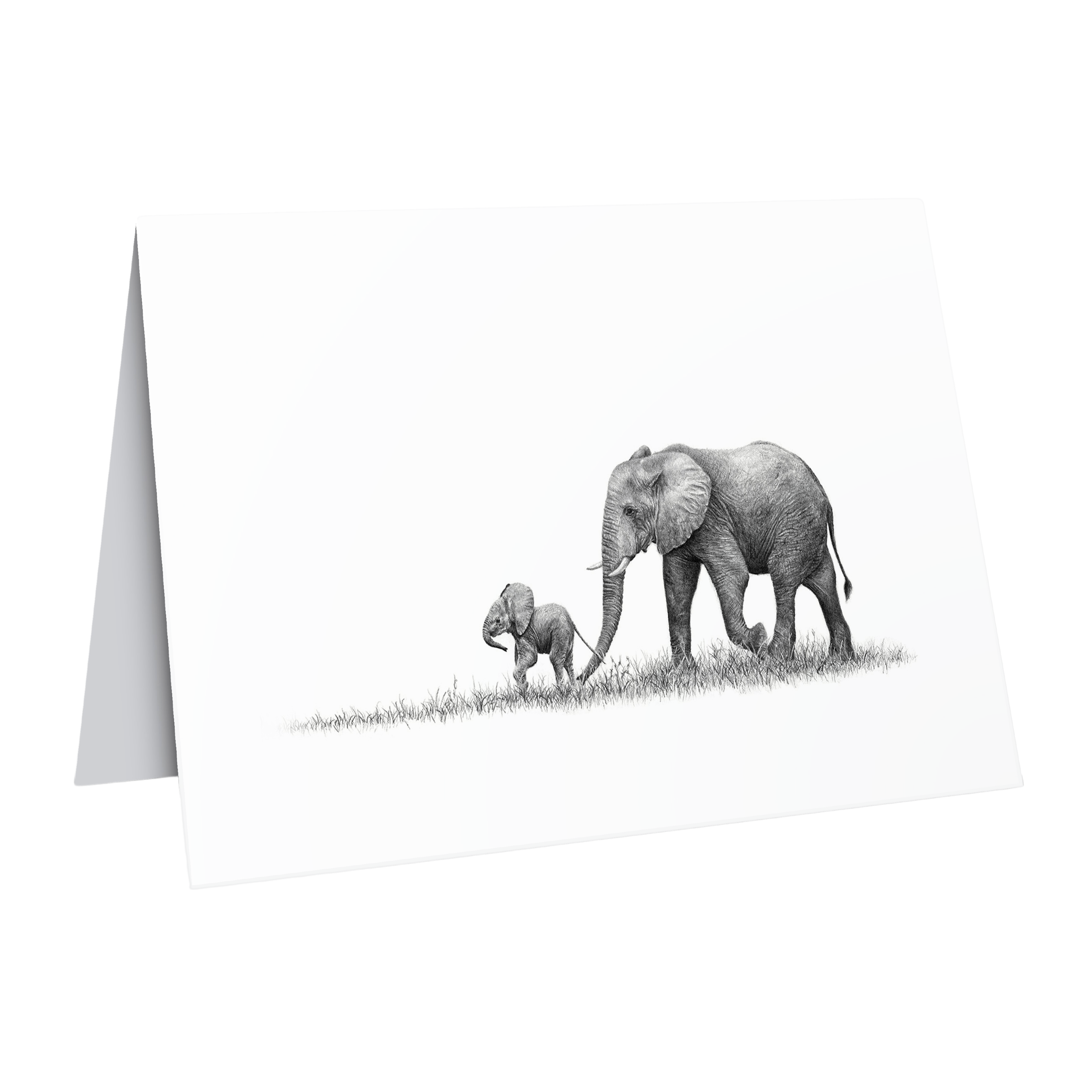 Elephant mother and baby greeting card