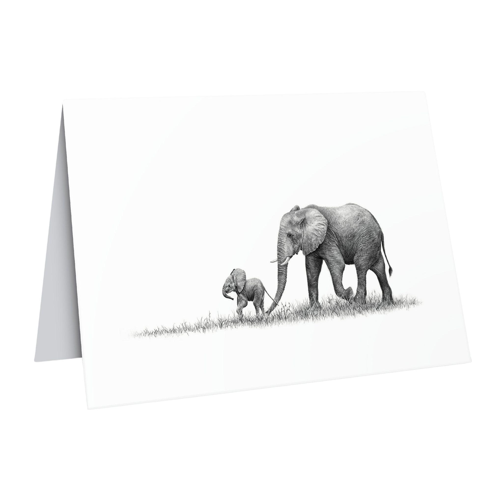 Elephant mother and baby greeting card