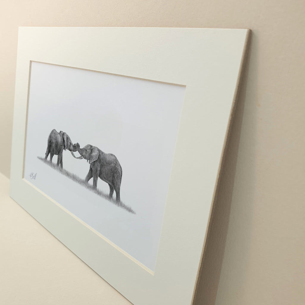 Two African Elephants playing in Botswana artwork