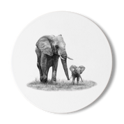 African Elephants Wooden Coaster - E9