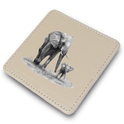 Elephant Family Leather Coaster